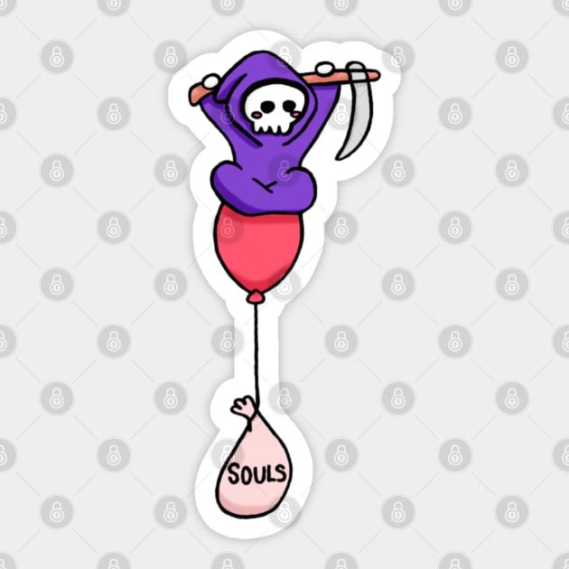 Cute Pocket Grim Reaper with Balloon Kawaii Sticker by Downtown Rose